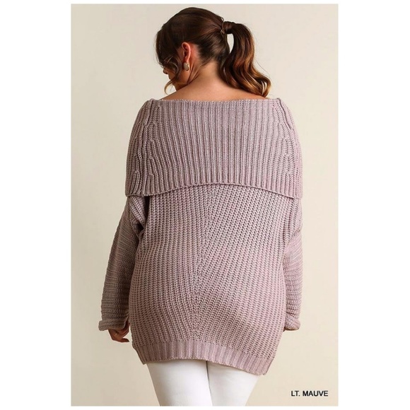 Chunky Fold-over Off Shoulder Knit Sweater Tunic - Picture 5 of 8